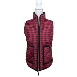 J Crew Buffalo Plaid Down Cabincore Quilted Zip Puffer Vest Womens Size XS